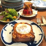 ブリコラージュ ブレッド アンド カンパニー ダイニング・カフェ - クロックマダムのモーニングセットを、天の紅茶で。20190119　実はお初のクロックマダムです。たまにはクロックマダムもいいな。(^ー^)　個人的には、パンドミアリスの方が好き♡