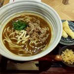 焼鳥・釜飯・うどん かまどか - 牛肉カレーうどん＆イカ天（上から）