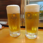 魚河岸 ひかり寿司 - ビールはサッポロクラッシック @500円(2019年1月)