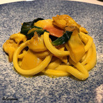 カーサ・デル・チーボ - 北寄貝と姫貝のｻﾌﾗﾝ風味のｿｰｽのﾊﾞﾍﾞｯﾃ