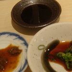 割烹　魚先 - 鮑肝醤油・わさび醤油・生姜醤油
