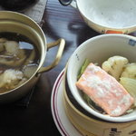 ここちカフェむすびの - ここち蒸しセットの冬瓜としいたけのスープ（２人分）と蒸し料理