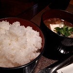 米沢牛炭火焼肉 上杉 - シルクロースランチ(1580円)　ライス・芋煮汁(200円)