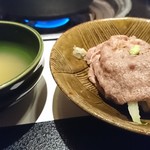 月亭 - わさびだれと野菜の肉巻き(お店の方作)