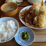 鈴木食堂 - 鯵フライと生姜焼き定食