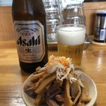 自家製中華そば としおか - ビール中瓶(おつまみ付)