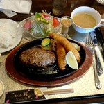 かん桜 - ハンバーグ&エビフライ定食