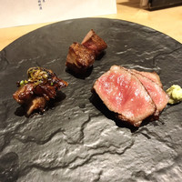 炭火割烹 大嶋 - 【メイン炙火】牛肉もも、猪、牛タン