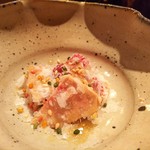 焼き鳥 とりら - 熟成白レバーと砂ずりの淡雪塩かけ、錦胡麻