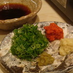 割烹　魚先 - 薬味とポン酢