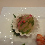 礼華　青鸞居 - 白身魚カンパチのネギソース（本日の前菜盛り合わせ）