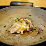 御幸町 田がわ - 長芋と辛み大根が添えてある