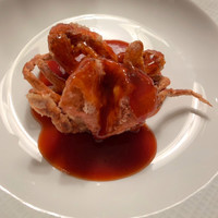 京 静華 - ソフトシェル唐揚げ、酸辣ソースかけ