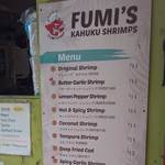 Fumi's Kahuku Shrimp - メニュー