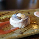 徳山鮓 - 鯖の熟鮓、飯のソース、トマトのソース（2017/12）