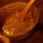 がじゅまる - 崩し温泉卵と葱の生姜スープ　　裏メニュー