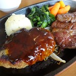 ステーキ食堂 ミートソルジャー - ランダムカットステーキとハンバーグ」1000円