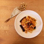 オフトコカフェ - 
﻿
「 ナスとモッツァレラのトマトパスタ 」﻿
﻿
自家製トマトソースを贅沢に使った人気のパスタです ﻿
﻿
#オフトコカフェ  ﻿
#offtokocafe ﻿
#大津町ランチ ﻿
#パスタランチ