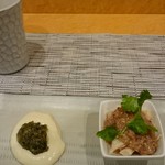 エンジン - ピータン湯葉と蒸し鶏梅肉和え