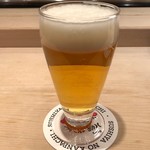 Sushiya No Kampachi - ランチ生ビール 270円。