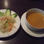 ワンチャコ - ﾗﾝﾁｻﾗﾀﾞと麦入り豆ｽｰﾌﾟ