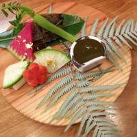 佳肴岡もと - 蒸し黒あわびと根菜　肝ソース