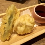 はっかい串 - 白子とオクラの天麩羅