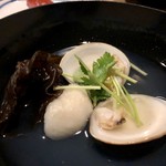 はっかい串 - 蛤と海老真薯のお吸物