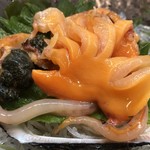 むつ五郎 - 綺麗な山口産の赤貝。芳醇な味わい。お鮨だと叩き過ぎないことが大事。