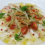 Today's fresh fish carpaccio - salad with special Genoa sauce