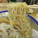 味の三平 - 味噌ラーメンの麺のアップ　【　２０１１年１０月　】