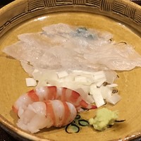 一本木石橋 - ＊カワハギは肝ポン酢で頂くと美味しいですね。 車海老も甘いこと。