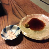 潜龍 - わさび醤油と塩につけていただきます。