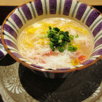 祇園 にし - 1.先付:くもこの茶碗蒸しカニ餡掛け