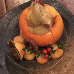 ひょうたん池 - タコと柿の酢味噌和え