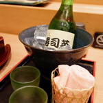 寿司英 - オリジナルラベルの日本酒