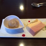 メリメロ - 【デザート】ほうじ茶のアイス、フランボワーズのババロア
