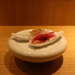 RISTORANTE IL NODO - イナ大根、炙り太刀魚、山芋、渡辺農園ピクルスソースを一口で