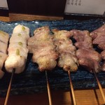 焼鳥 酉たけ - 焼鳥5本おまかせです　ささみサビ焼き はらみ ハツは全部塩です