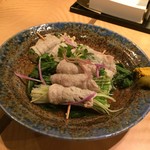 ワイン&オデン ひそか - H.31.1.21.夜 おでん ( 肉巻き紫蘇えのき 300円税別・肉巻き水菜 300円税別・肉巻き菊菜 300円税別 )