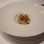 カンテサンス - ポロ葱とエビ