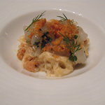 カンテサンス - ポロ葱とエビ