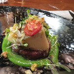 レストラン ラリューム - 島根半島産　黒鮑と椎茸　菜の花ソース