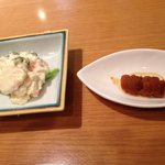 浜勢 - 付出し雲丹、ポテトサラダ