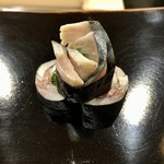 日本橋蛎殻町 すぎた - 〆鯖 大葉 ガリの巻き