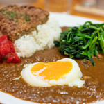 蜂の家 - 佐世保ハーフハンバーグカリー￥980 ＋ほうれん草のトッピング150円