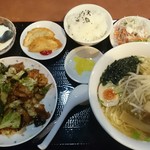 台湾料理 紅鶴楼 - 回鍋肉定食+塩ラーメン