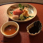 御料理 寺沢 - 寒鮃､目鉢鮪､螺貝の造り