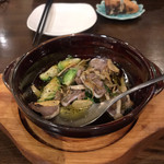 久遠の空 - タンと芽キャベツのアヒージョ