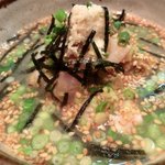興 - 「鶏茶漬」：濃厚鶏スープのコク！舞い上がる炒り胡麻や海苔の香り♪